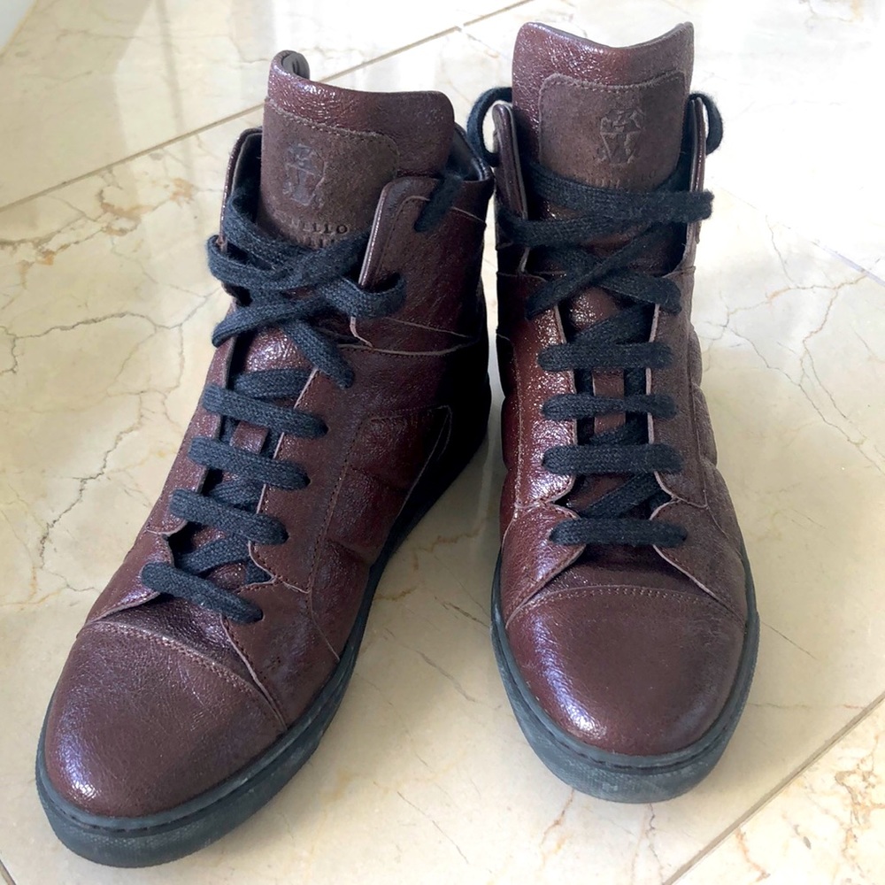 Brunello Cucinelli sz 37 New leather tall sneakers